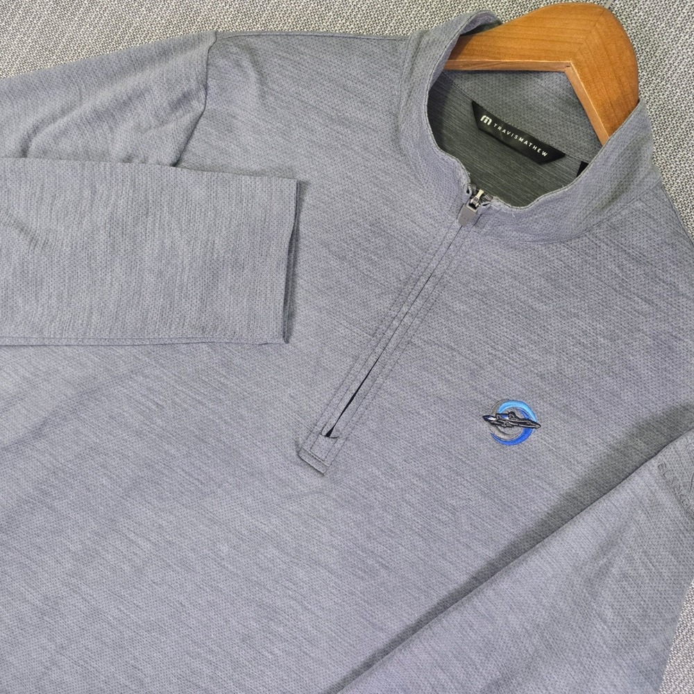TravisMathew Onward Men M Grey Heather Performance Golf 1/4 Zip Pullover Jacket